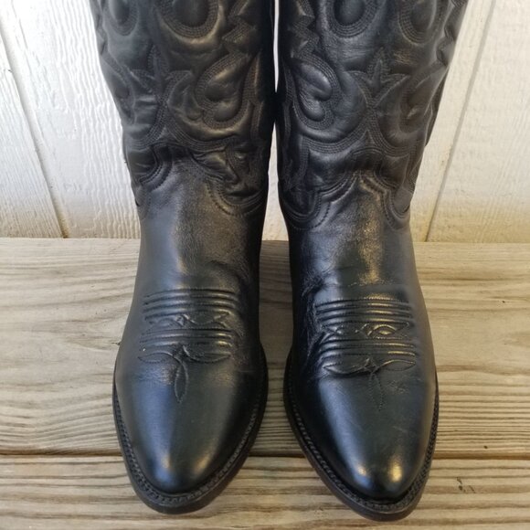 Abilene Top Grain Mens Black Leather Cowboy Western Boots 10 EE 6559 USA - Picture 4 of 13